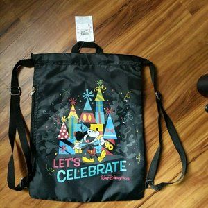 NEW DISNEY PARKS DISNEYLAND LET'S CELEBRATE DRAWSTRING BACKPACK BACK PACK